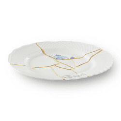 Image showing the Kintsugi - No3 Dinner plate, 27.5cm, white/gold product.