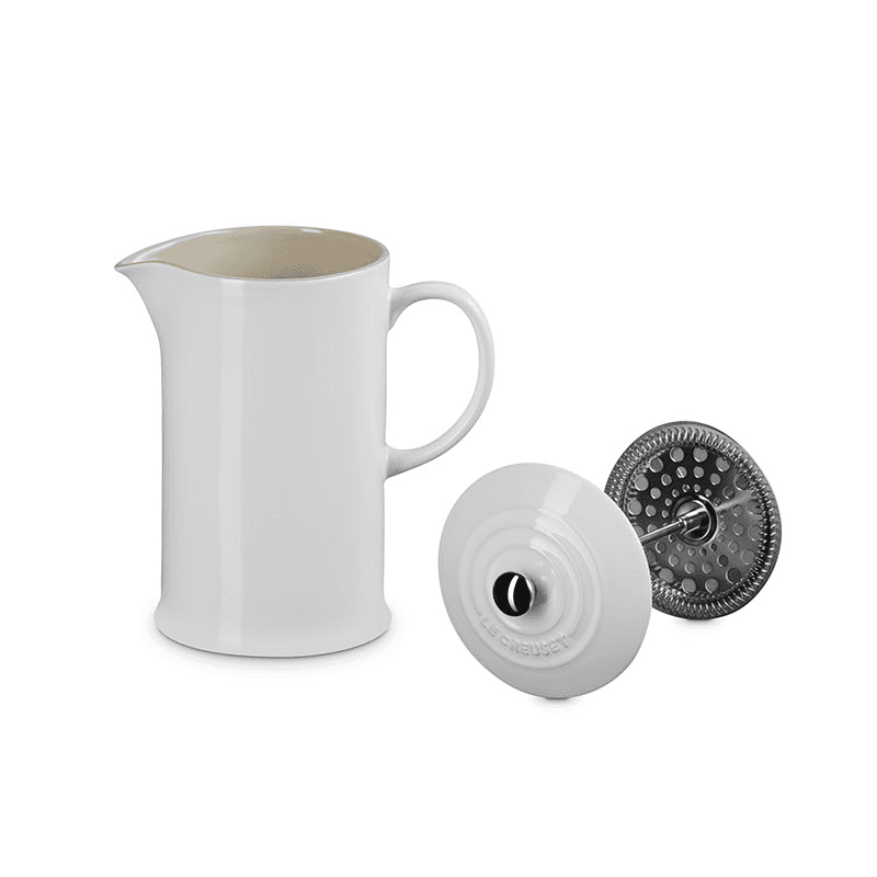 Stoneware Cafetiere with Metal Press, 1L, White