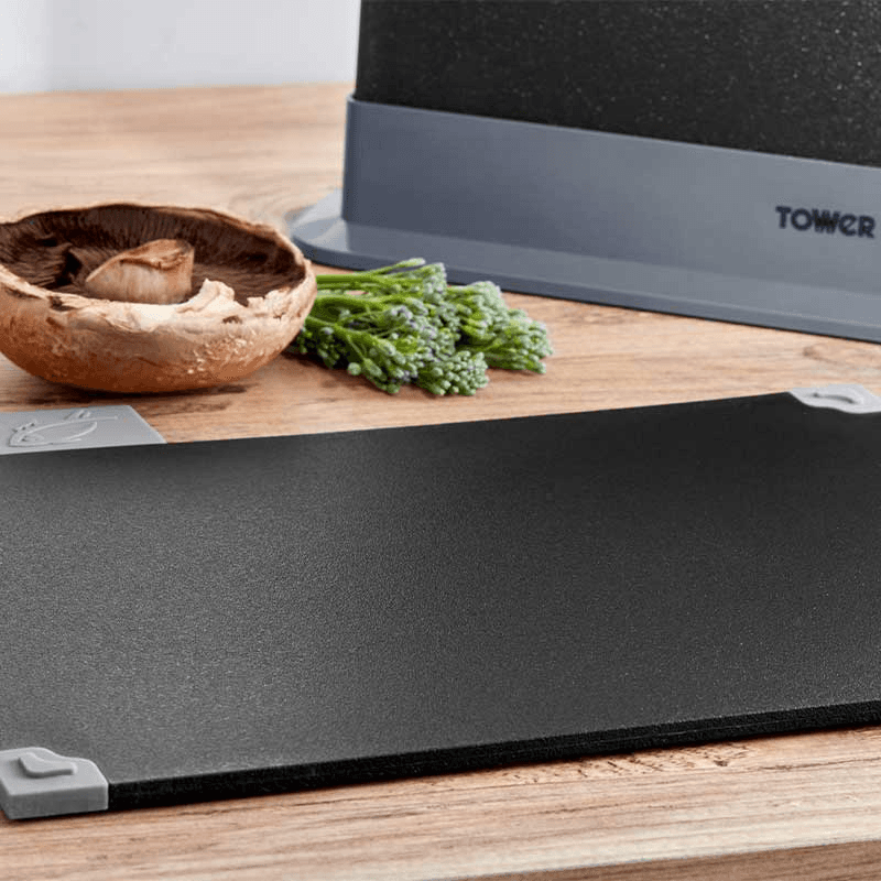 4 Piece Chopping Board Set with Stand, Black