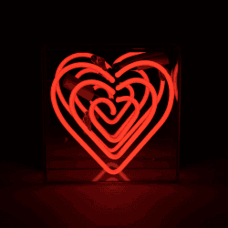 Image showing the Neon Box Heart Mini Glass Sign, H16 x W16cm, Red product.