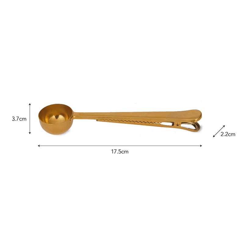 Brompton Coffee Scoop with Clip, Brass Finish