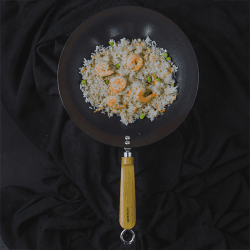 Image showing the World of Flavours - Oriental Non-stick wok, Dia30cm, non-stick carbon steel with wooden handle product.