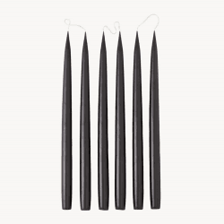 Image showing the Set of 6 Tapered Dinner Candles, H35cm, Black product.