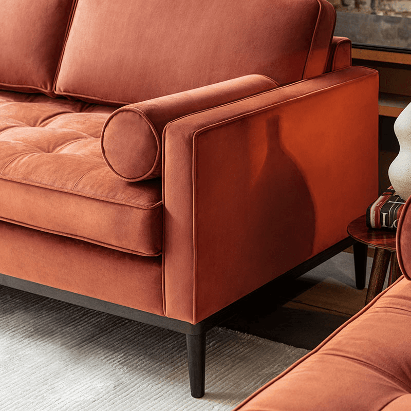 Model 02 Velvet 2 Seater Sofa, Brick