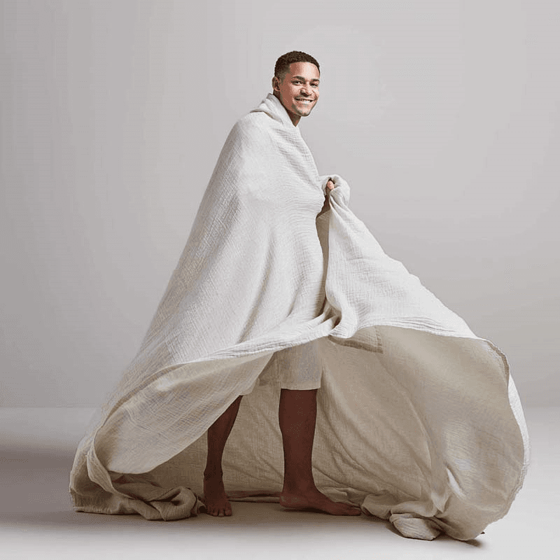 The linen & cotton throw, 250 x 250cm, Clay