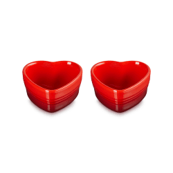 Image showing the Set of 2 Heart Ramekins, Cerise product.