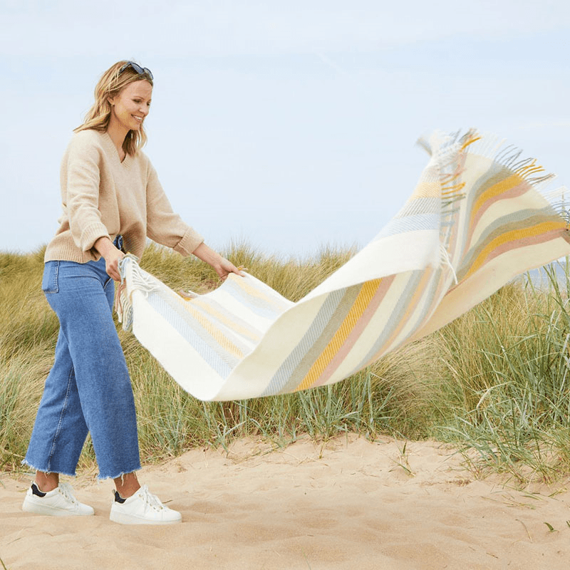 Stripes Throw, 150 x 183cm, Primrose