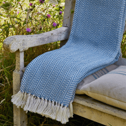 Image showing the Herringbone Blanket, 250cm x 130cm, Cobalt product.