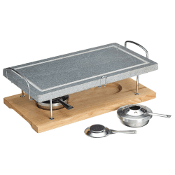 Image showing the Hot stone grill set, 42 x 22 x 15cm, marble with wooden base product.