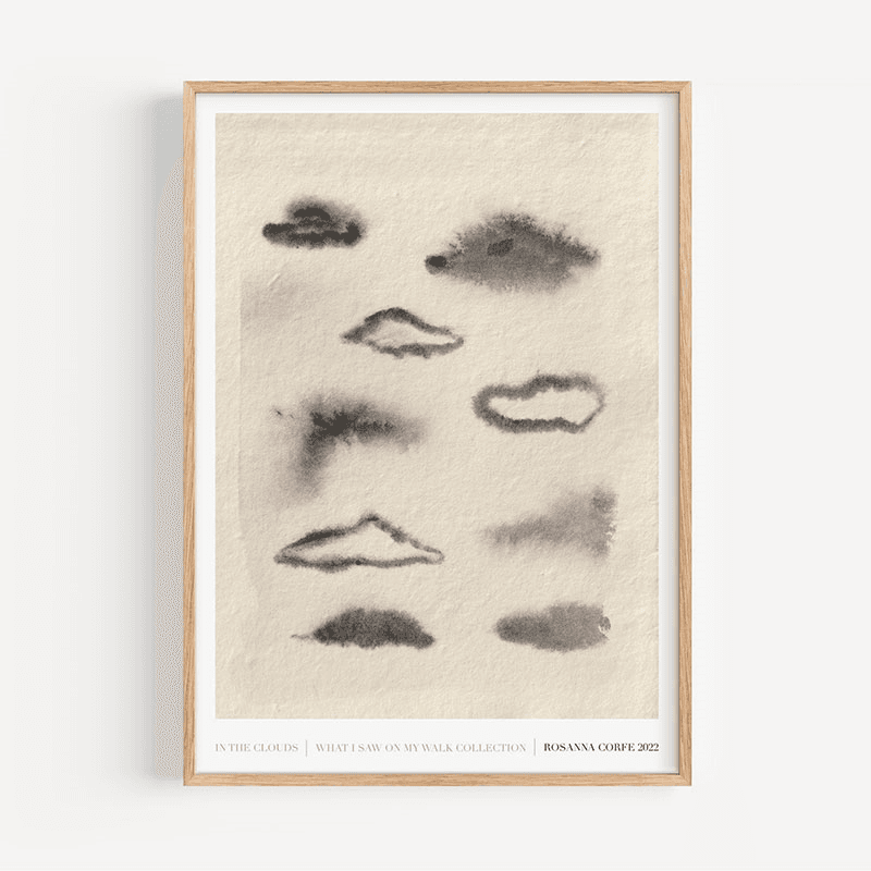 Clouds Recycled Paper Print, A3, Grey