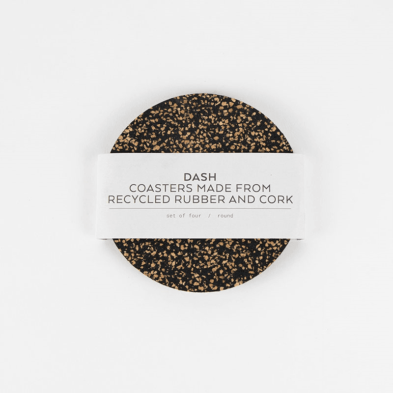 Dash Set of 4 Coasters, D9cm, Black