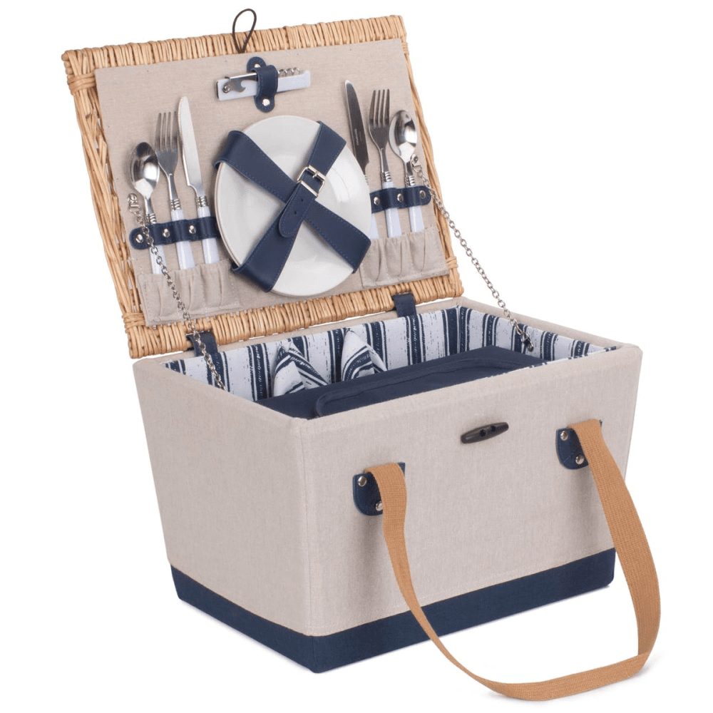 2 Person Nautical Hamper, Blue/Cream