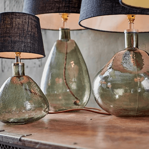 Baba Glass Lamp, H50cm, Green Smoke