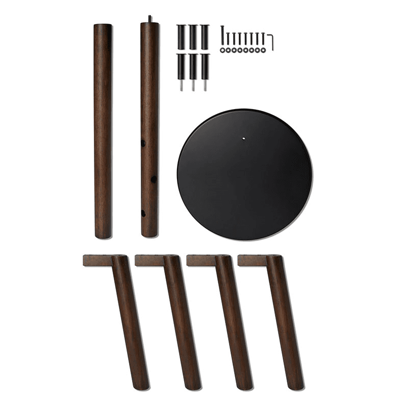 Pillar Coat Rack with Stool, H165cm, Black & Walnut