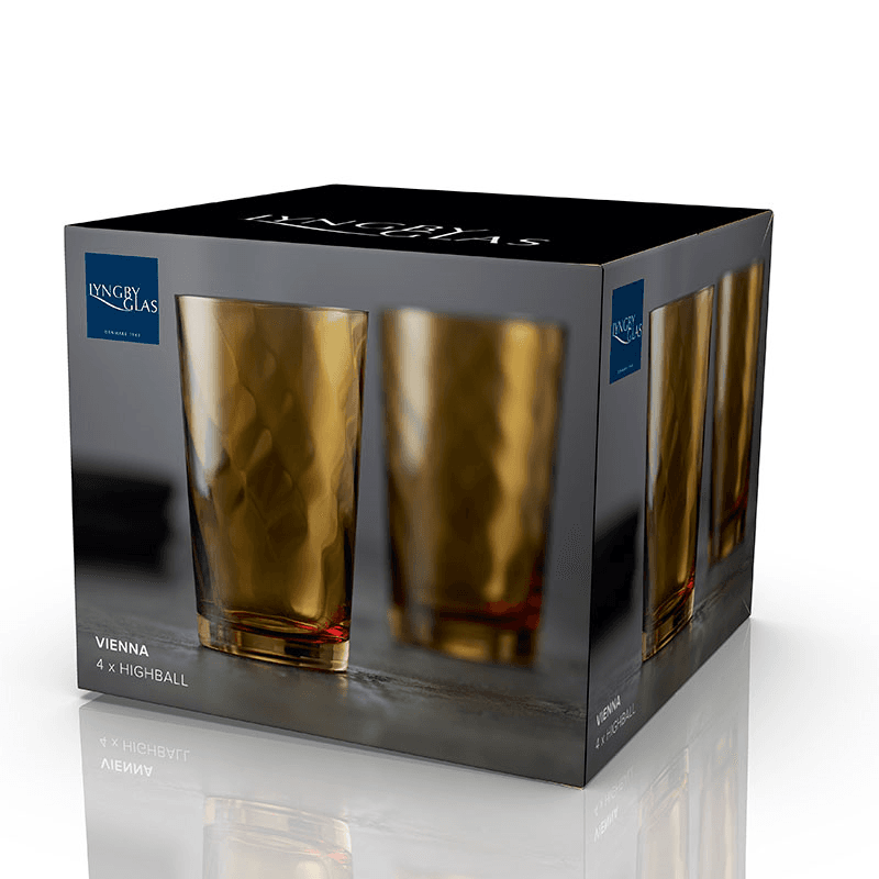 Vienna Set of 4 Highball Glasses, 450ml, Amber