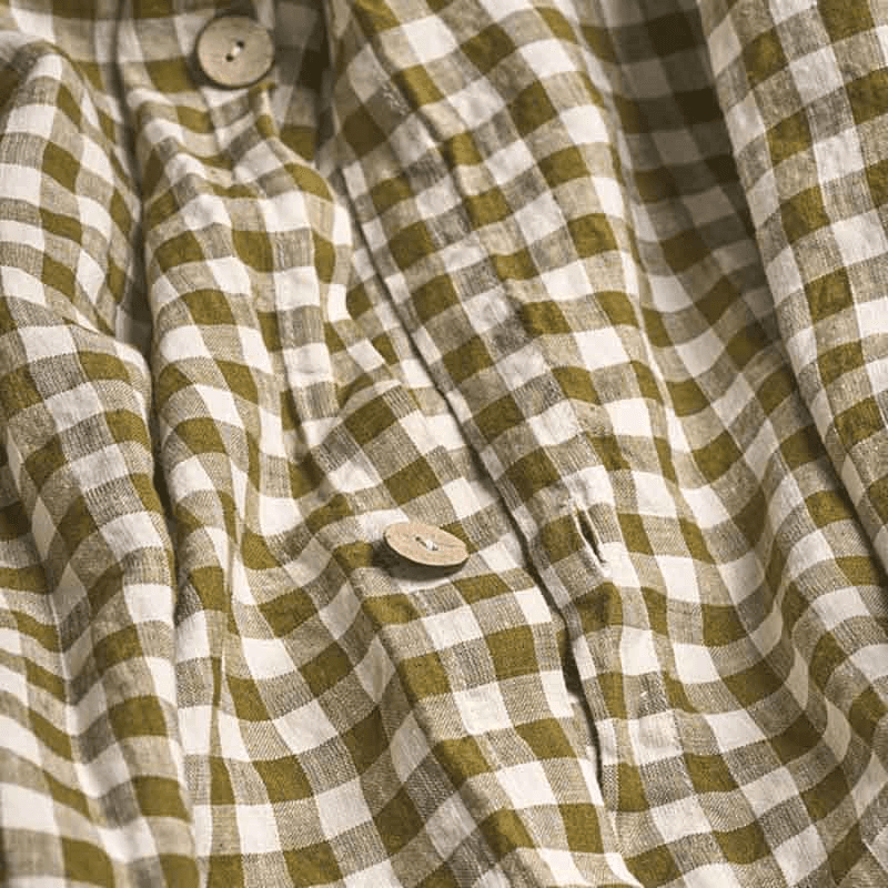 Gingham King Size Duvet Cover, Botanical Green