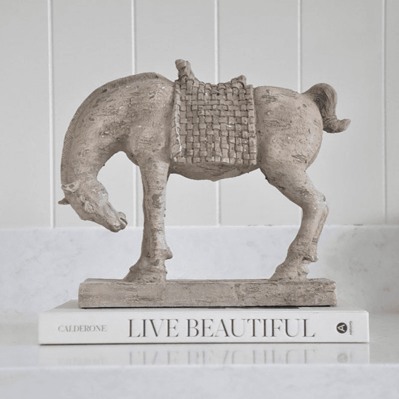 Bowing Horse Ornament, H24.5cm, Grey