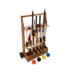 Image showing the 4 Player Championship Croquet Set with Wooden Storage Trolley product.