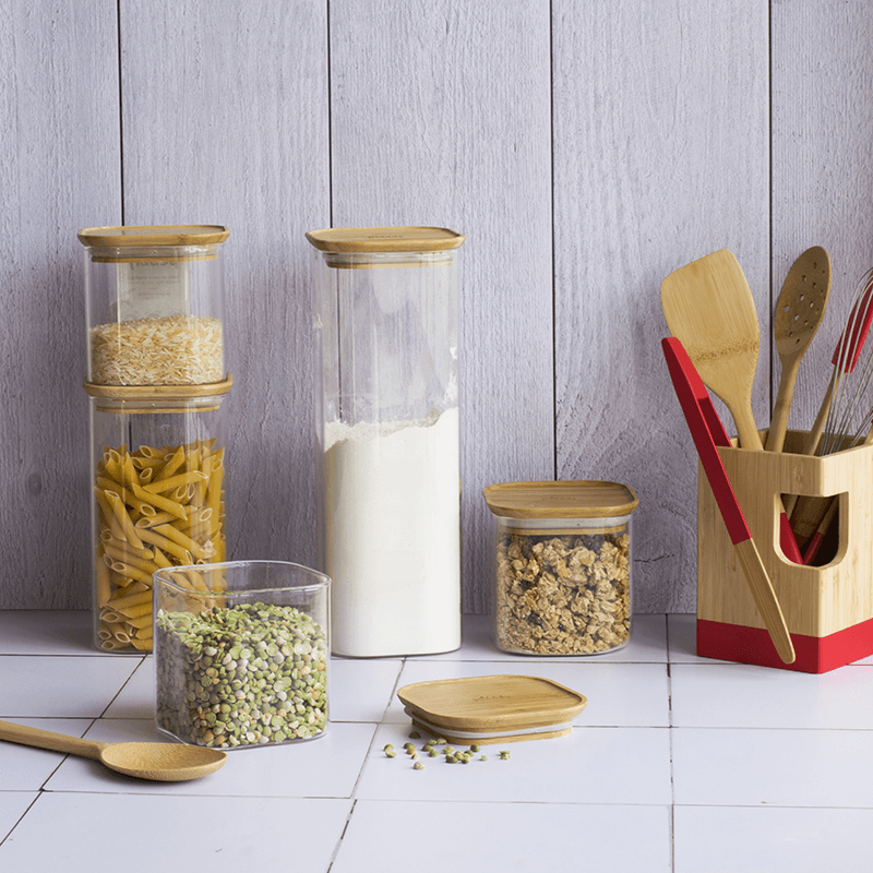 Glass Food Storage With Bamboo Lid, 1.4L, Clear
