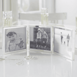 Image showing the Triple Aperture Hinged photograph frame, 3 x 3", fine silver product.