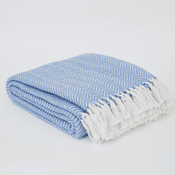 Image showing the Herringbone Blanket, 250cm x 130cm, Cobalt product.