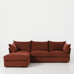 Image showing the Model 06 Velvet 3 Seater Sofa With Chaise, Brick product.