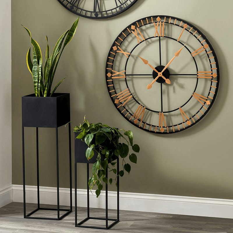 Metal Set of 2 Metal Planters, Graphite