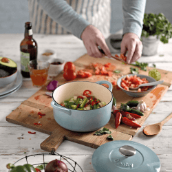 Image showing the Cast Iron Round Casserole Dish, D24cm, Cobalt Blue product.