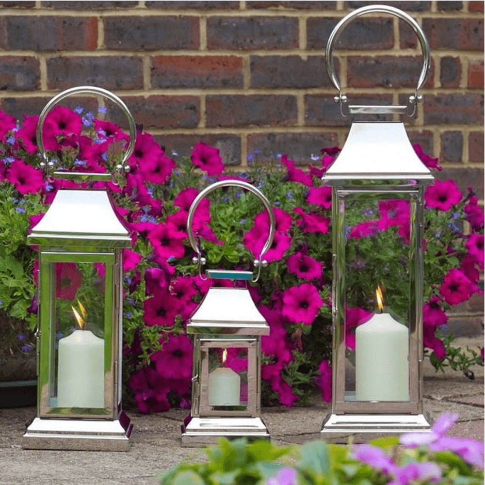 Station Lantern, H40.5 x W15 x D15cm, Clear/Silver