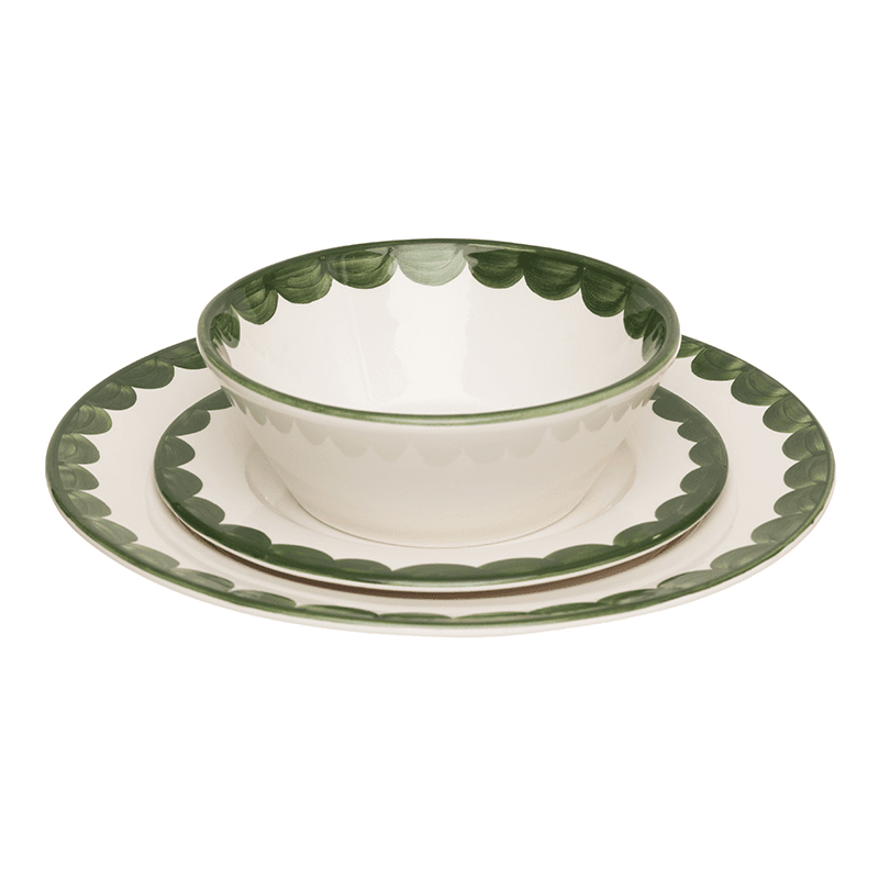 Scallop Dinner Plate Set of 2, D28cm, Green