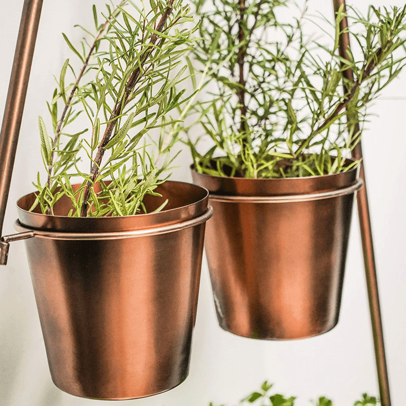 Outdoor Wall Plant Stand with Planters, H148 x W69cm, Gold