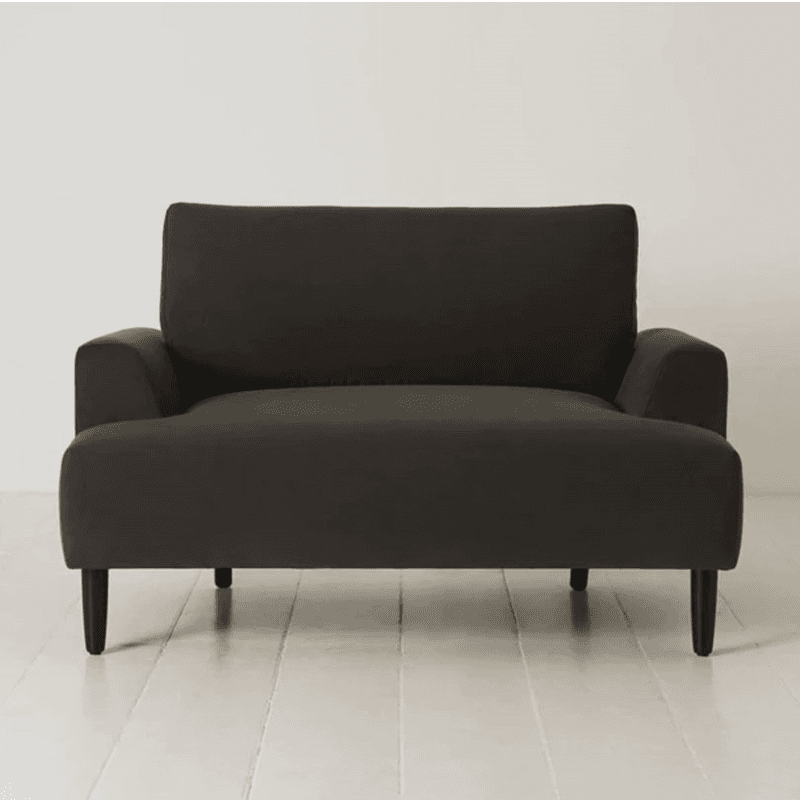 Model 05 Velvet Love Seat, Charcoal