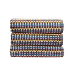 Image showing the Carnaby Stripe Bath Sheet, White/Pink/Blue/Orange product.