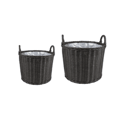 Image showing the Polyrattan Set of 2 Lined Planters, Willow product.