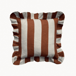 Image showing the Wide Stripe Cushion Cover, 45 x 45 cm, Cinnamon & Oyster product.