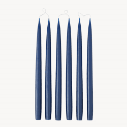 Image showing the Set of 6 Tapered Dinner Candles, H35cm, Navy Blue product.