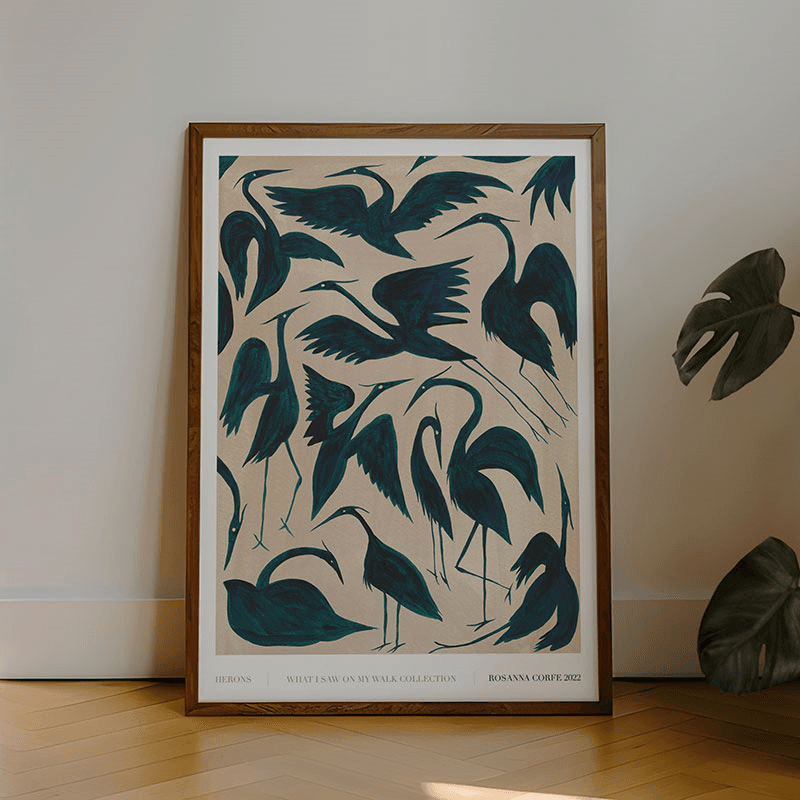 Herons Recycled Paper Print, A2, Teal