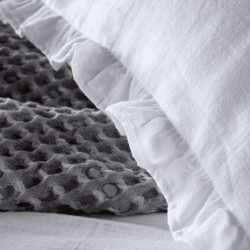 Organic Retreat Ruffle Pair of Oxford Pillowcase, White