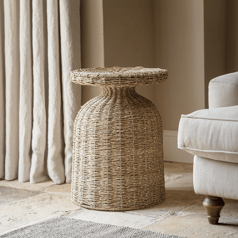 Nish Side Table, Rattan
