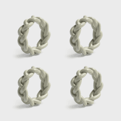 Image showing the Braid Set Of 4 Napkin Rings, D6cm, Grey product.