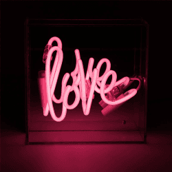 Image showing the Neon Box Love Mini Glass Sign, H16 x W16cm, Pink product.