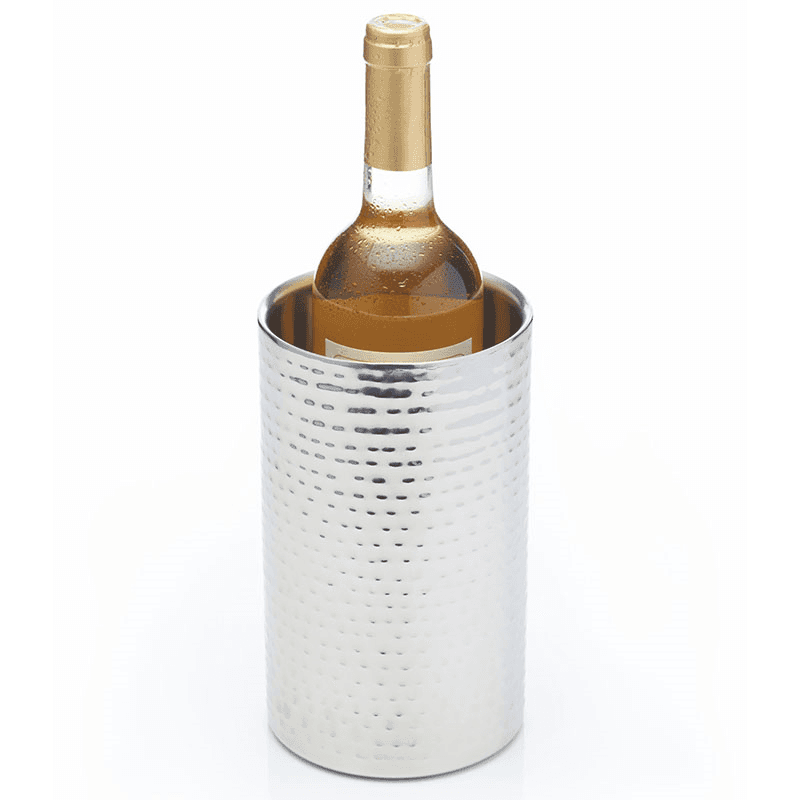 Double-walled wine bottle cooler, D12 x H20cm, hammered metal