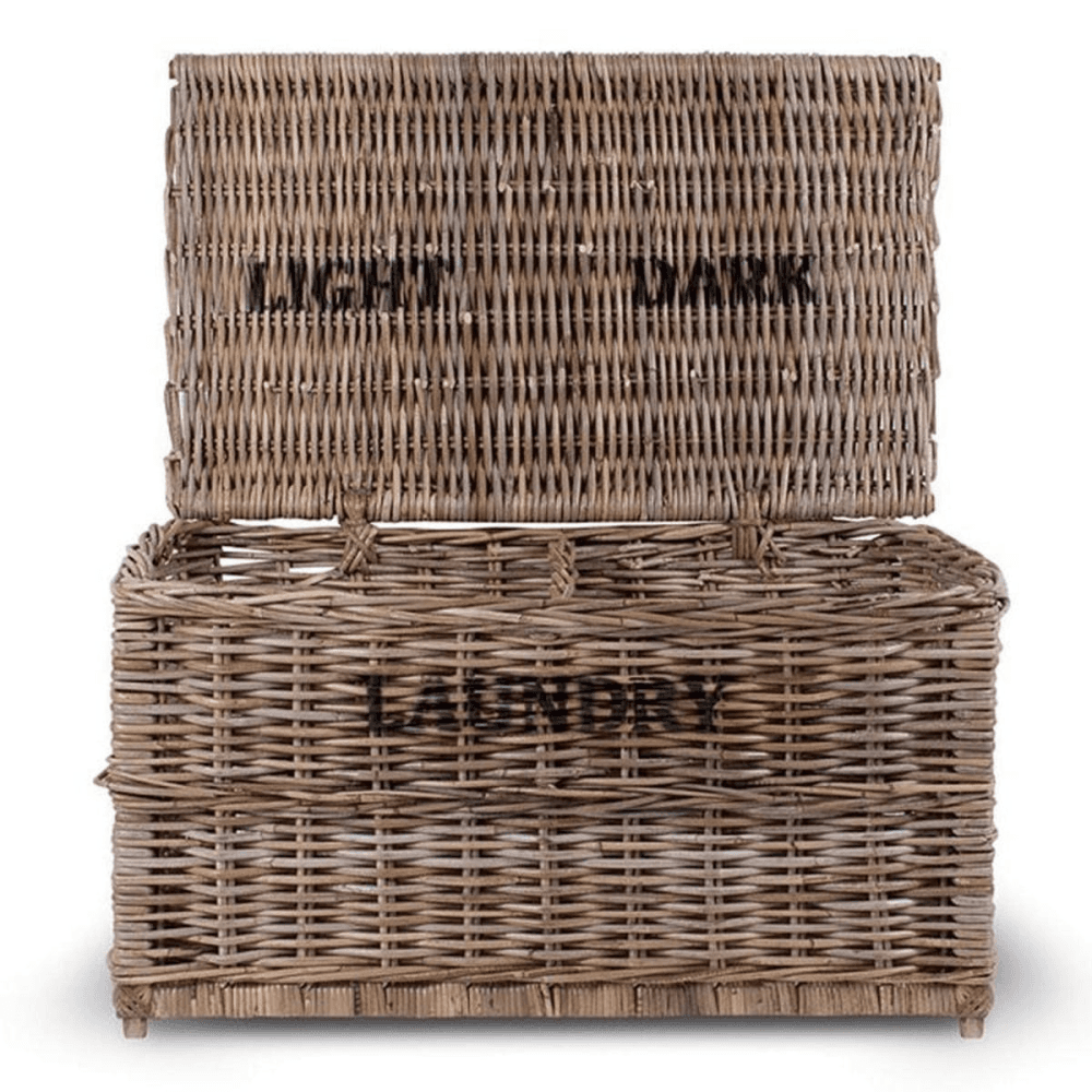 Light and dark laundry chest, 42 x 79 x 48cm, Rattan