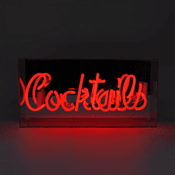 Image showing the Neon Box Cocktails Glass Sign, H38 x W19cm, Red product.