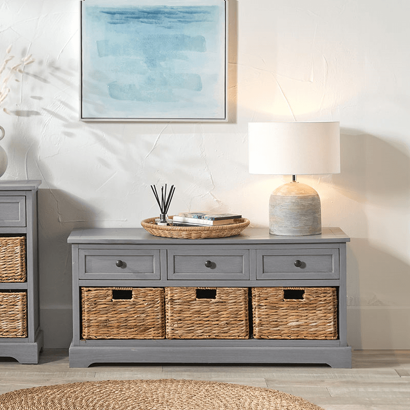 Devonshire 3 Drawer Basket Unit, Grey