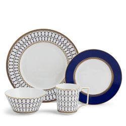 Image showing the Renaissance Gold 4 piece dinnerware set, White product.