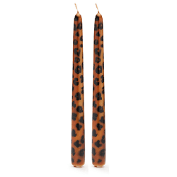 Image showing the Leopard Set of 2 Candles, H25cm, Brown product.