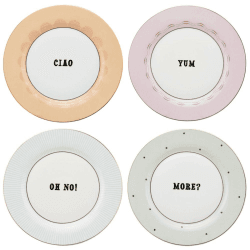 Image showing the Slogan Set of 4 Side Plates, D20cm, Pastel product.