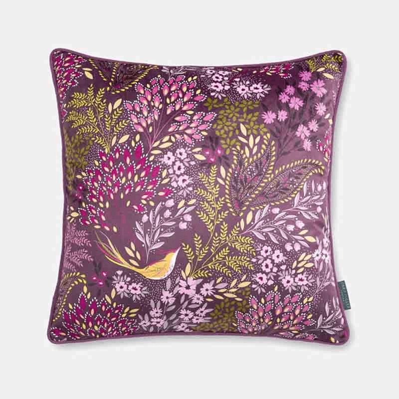 Song Bird Cushion, 50 x 50cm, Plum