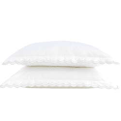 Image showing the Scallop Edge Pair of Oxford Pillowcases, Silver product.